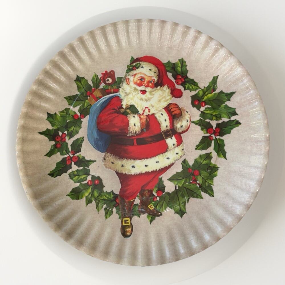 FAO Schwarz Vintage Style Christmas Santa Claus 16in Melamine Serving Plate